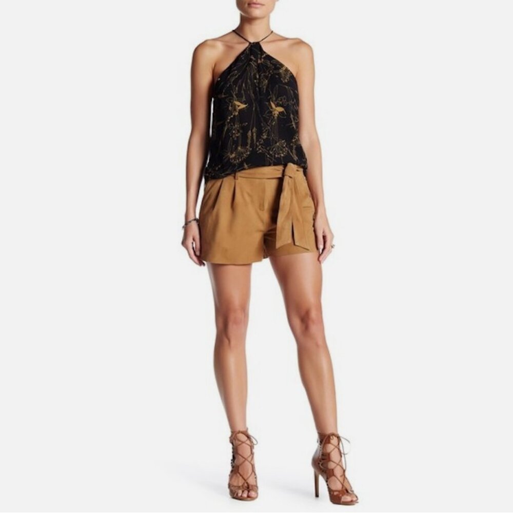 Olivia Palermo x Cheasea28 Belted Suede Shorts